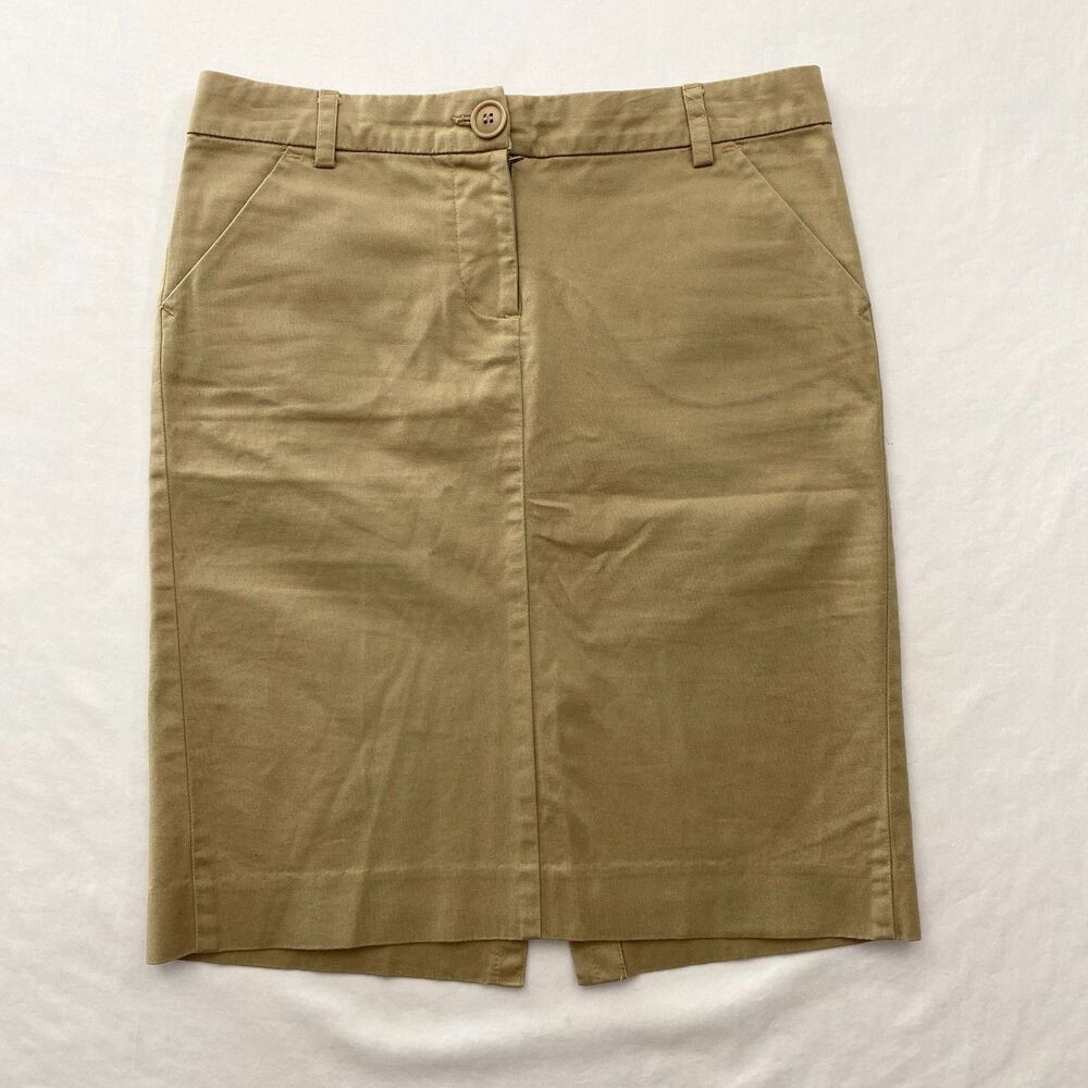 United Colors of Benetton Khaki Pencil Skit Womens XS 40 Knee Length Safari